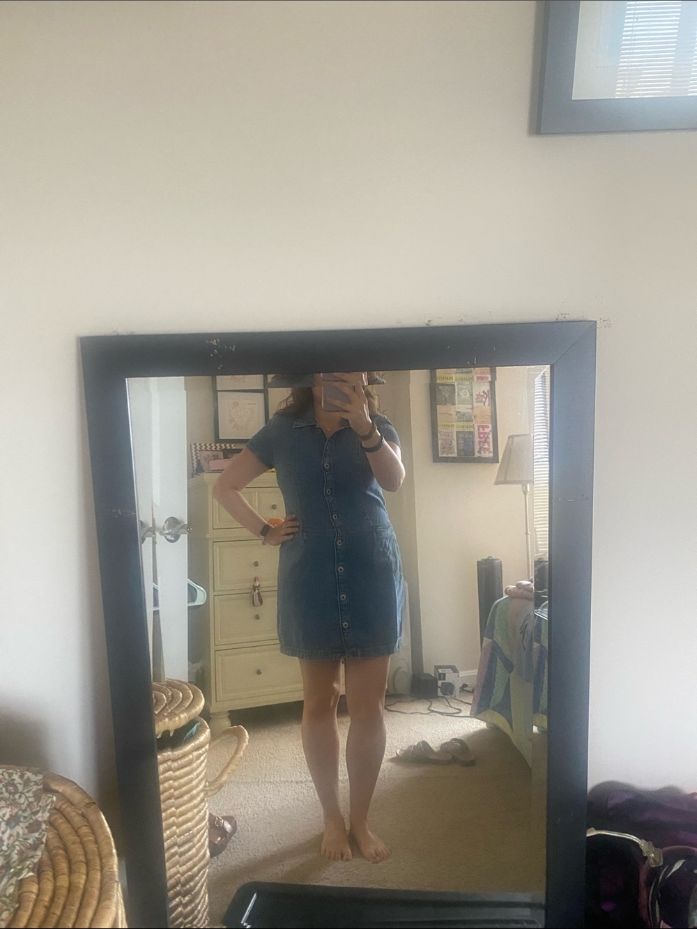 GAP Denim Button-Front Mini Dress - Blue